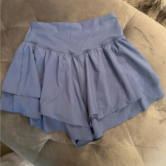 Aerie Blue Layered Ruffle Shorts - Picture 2 of 3